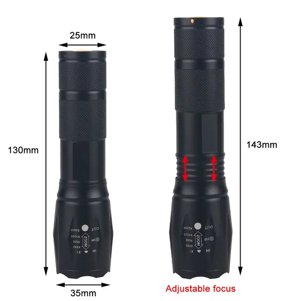 Tactical Green LED 150 Lumen Flashlight with Optical Zoom