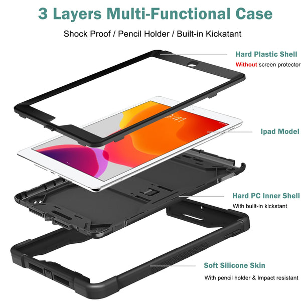 Rugged Case for iPad 9th 8th 7th Generation 10.2 Inch
